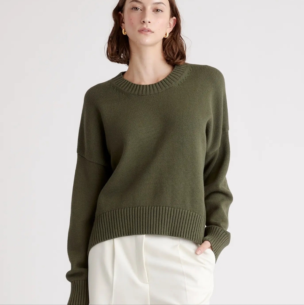 Quince Olive Green Crewneck Sweater